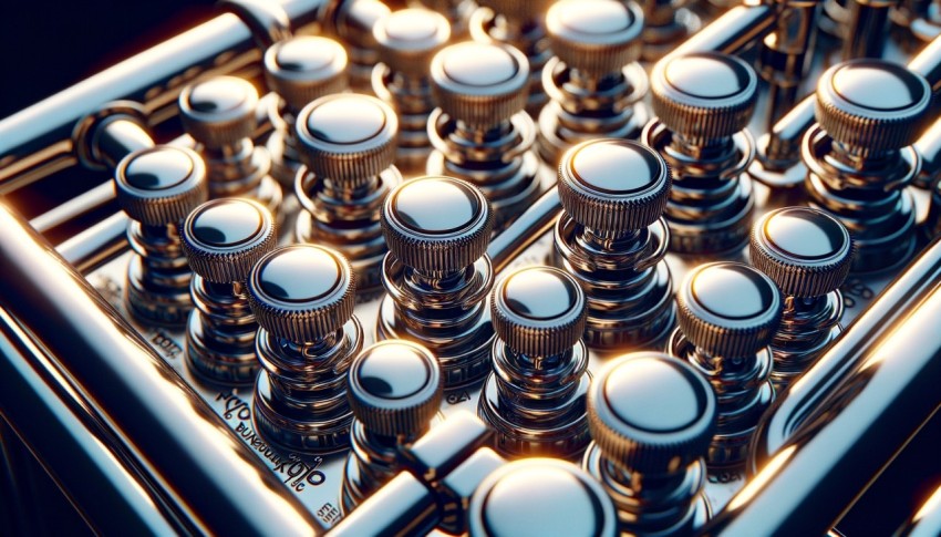 Trumpet reflecting light and casting soft shadows