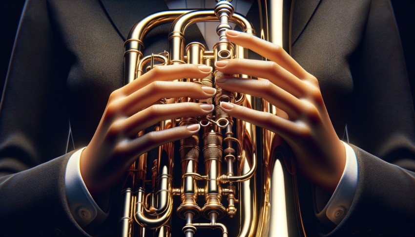 Trumpet reflecting light and casting soft shadows