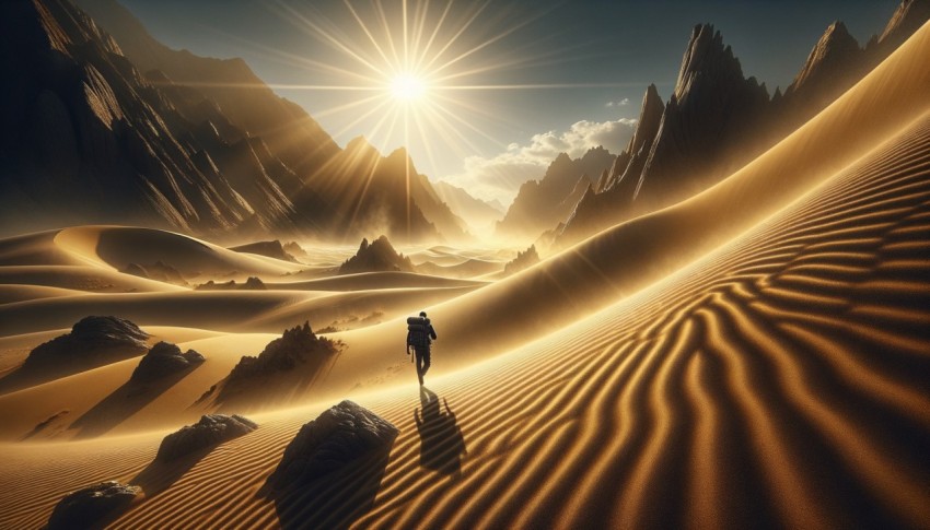 Desert in the hot season causing heatstroke