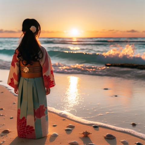 Japanese girl on beach