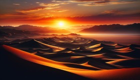 Capture the stark contrast of a desert landscape at sunset  4